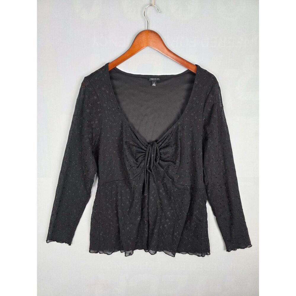 Torrid Lace Empire Waist Tie Front Long Sleeve Top Size 2 Sheer Whimsygoth